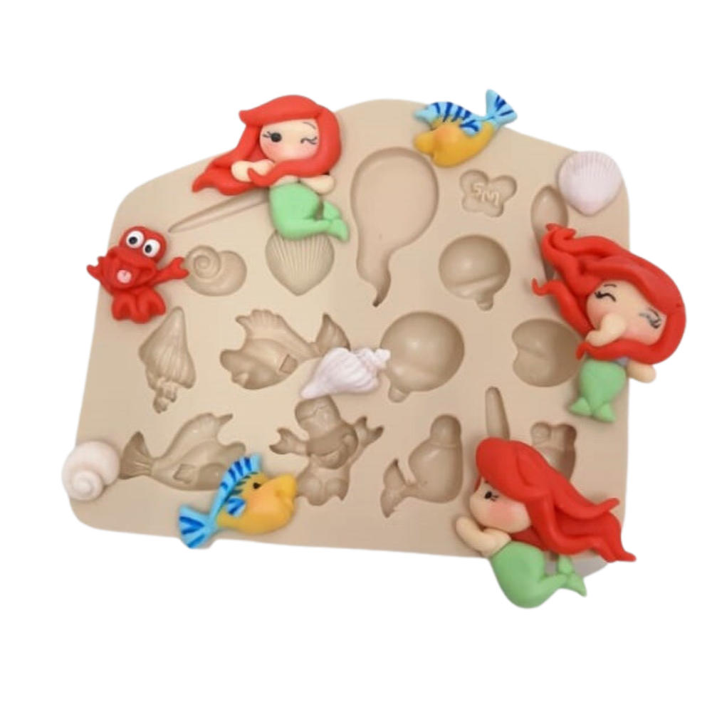 Molde de Silicone Conto de Fadas Mini - Sereias - Cód 735