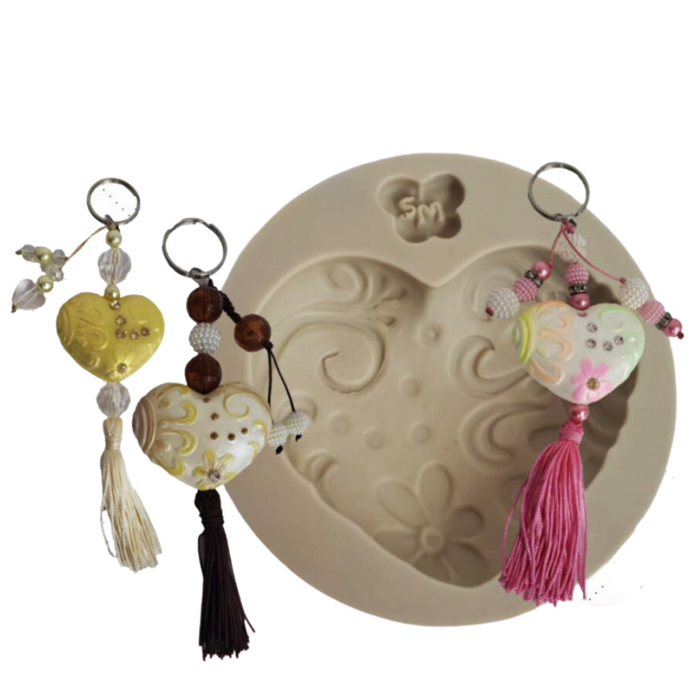 Molde de Silicone Coração Floral - Cód 1127