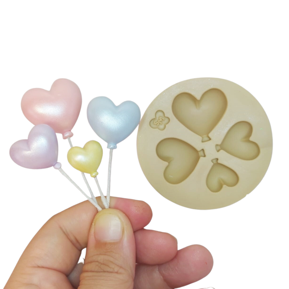 Molde de Silicone Kit Balões Coração