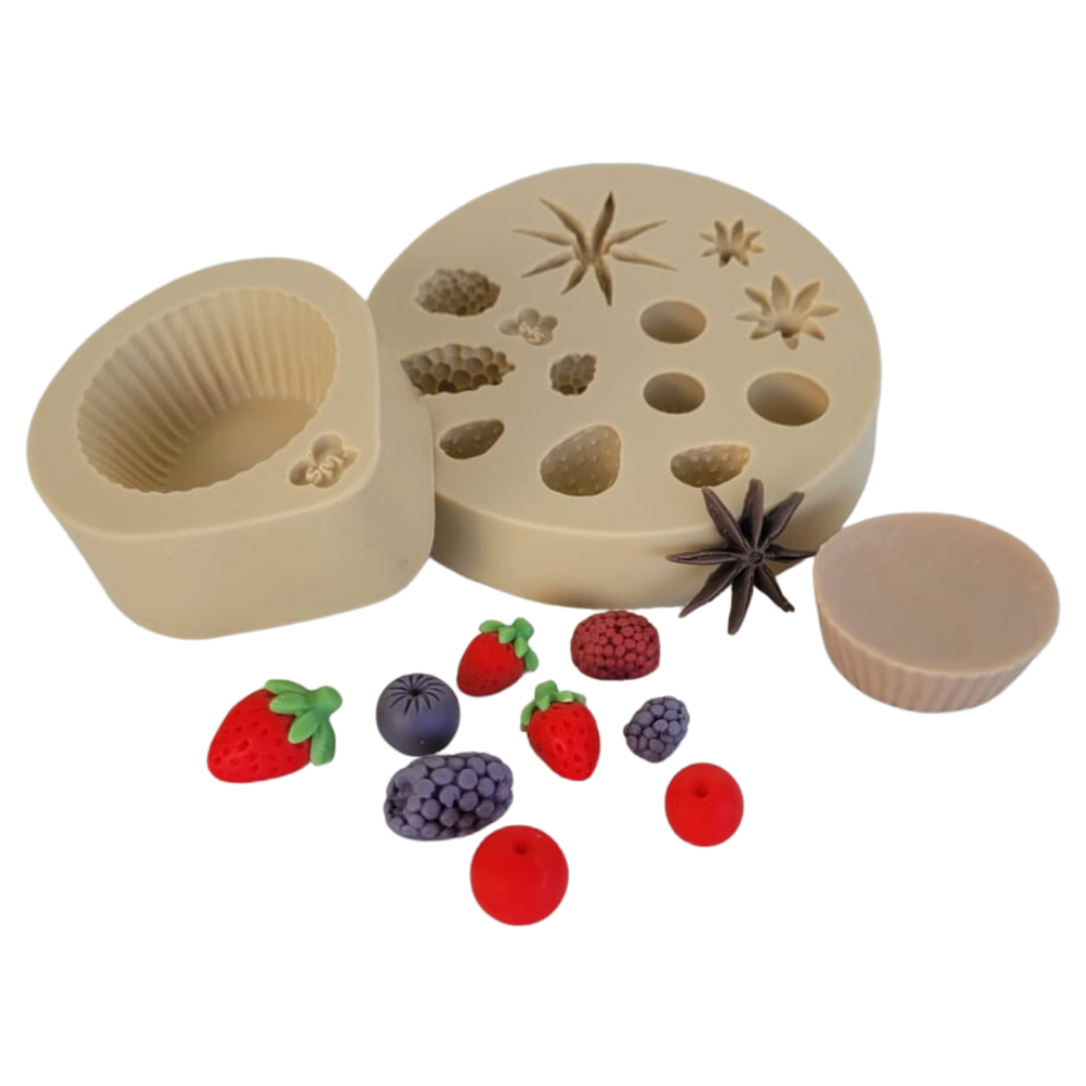 Molde de Silicone Kit Frutas Vermelhas - Cód 1078