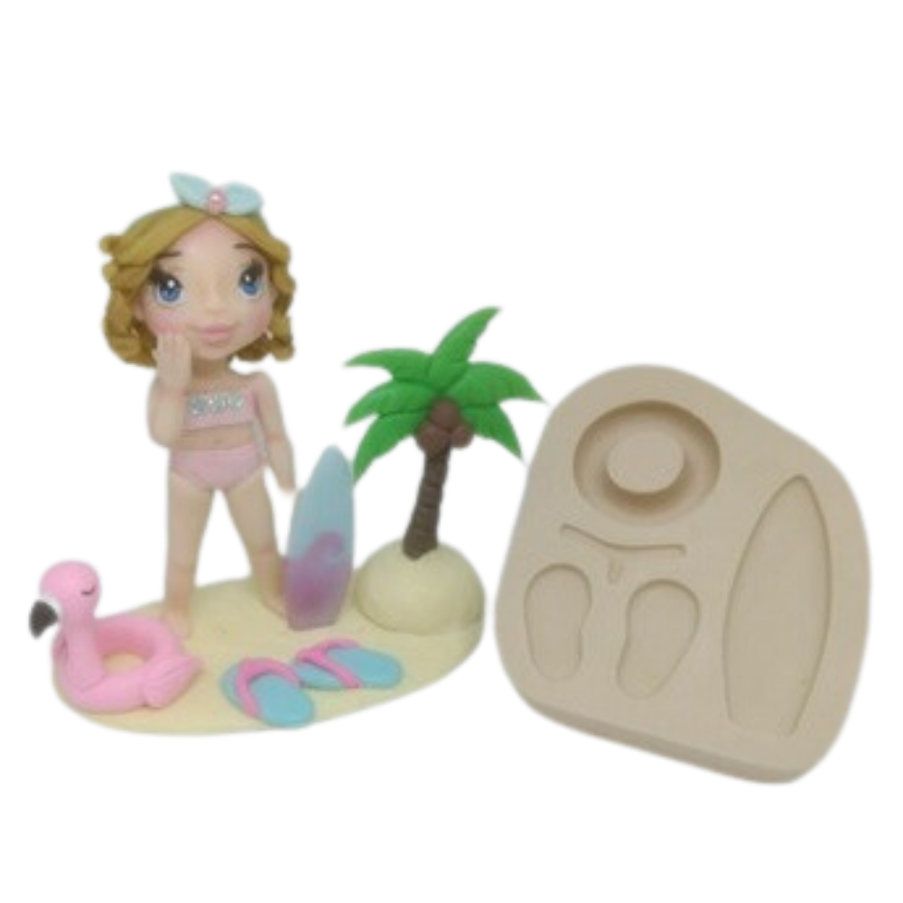 Molde de Silicone Kit Tropical Praia - cód 391