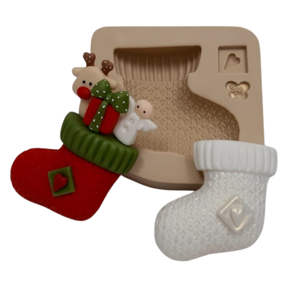 Molde de Silicone Meia Natalina - Cód 946