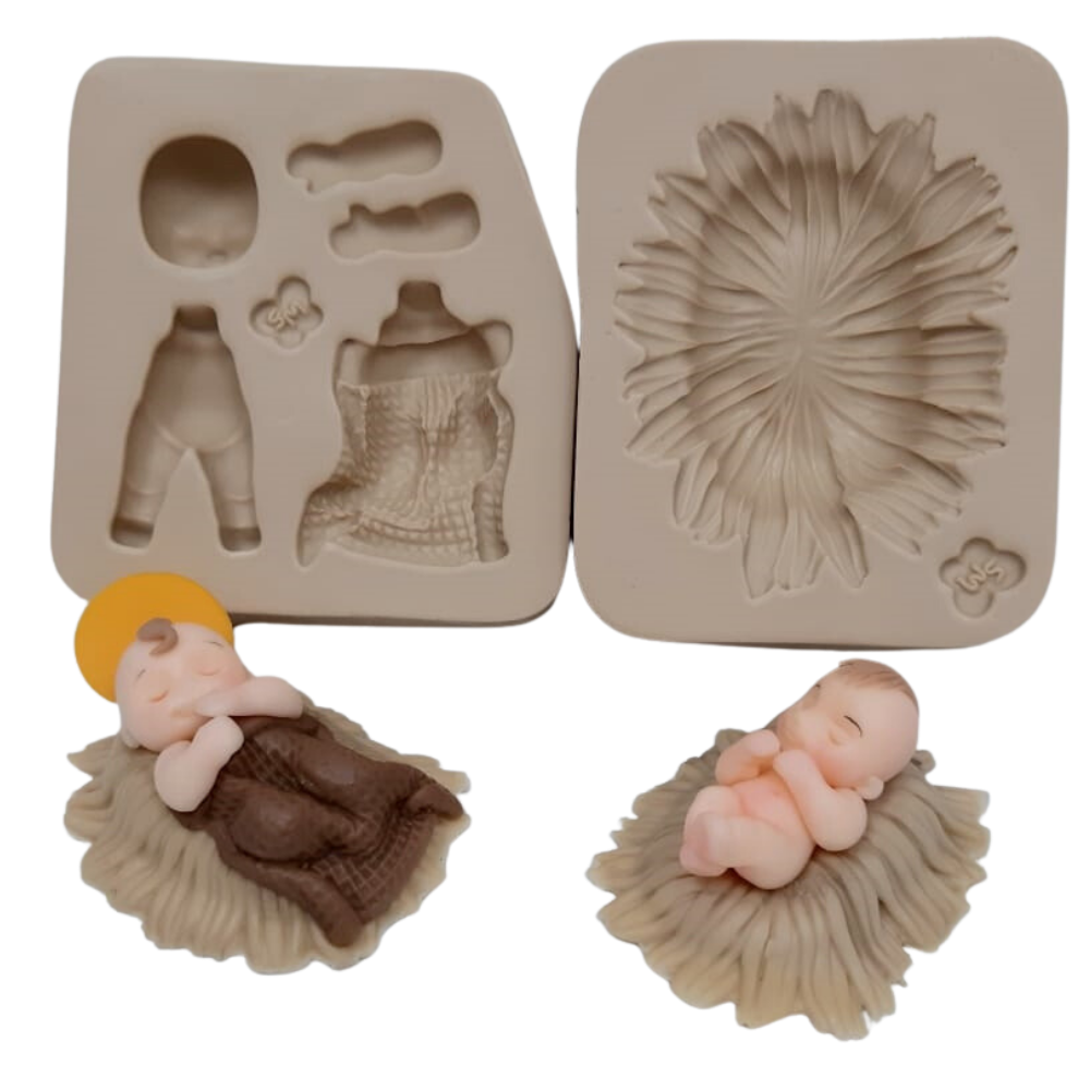 Molde de Silicone Menino Jesus na Manjedoura Modelo 2 - Cód 938