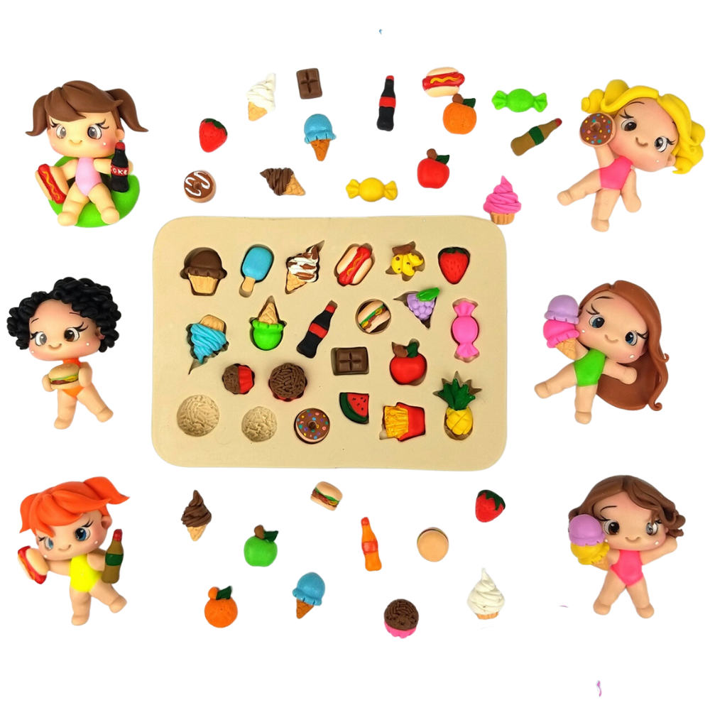 Molde de Silicone Micro Apliques 1 - Alimentos