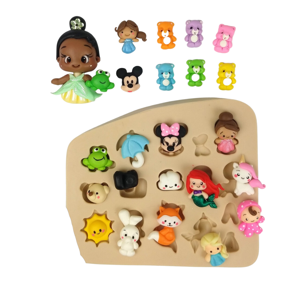 Molde de Silicone Micro Apliques 2 - Desenhos Animados