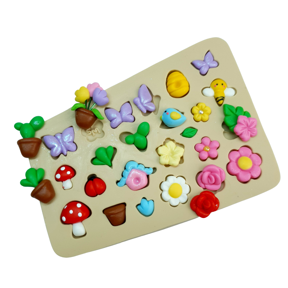 Molde de Silicone Micro Apliques 3 - Jardim