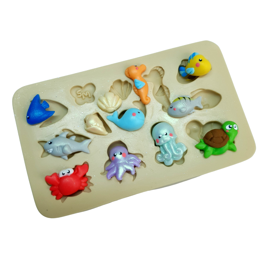 Molde de Silicone Micro Apliques 4 - Fundo do Mar