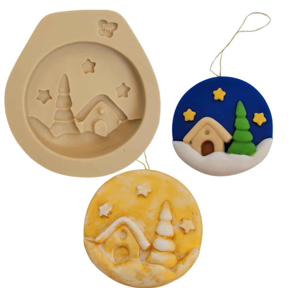 Molde de Silicone Mini Cenário Natalino - Cód 1368