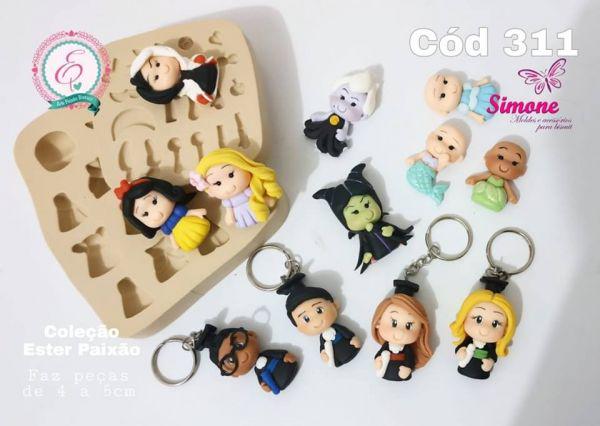 Molde de silicone Mini Princesas Paixão - cód 311