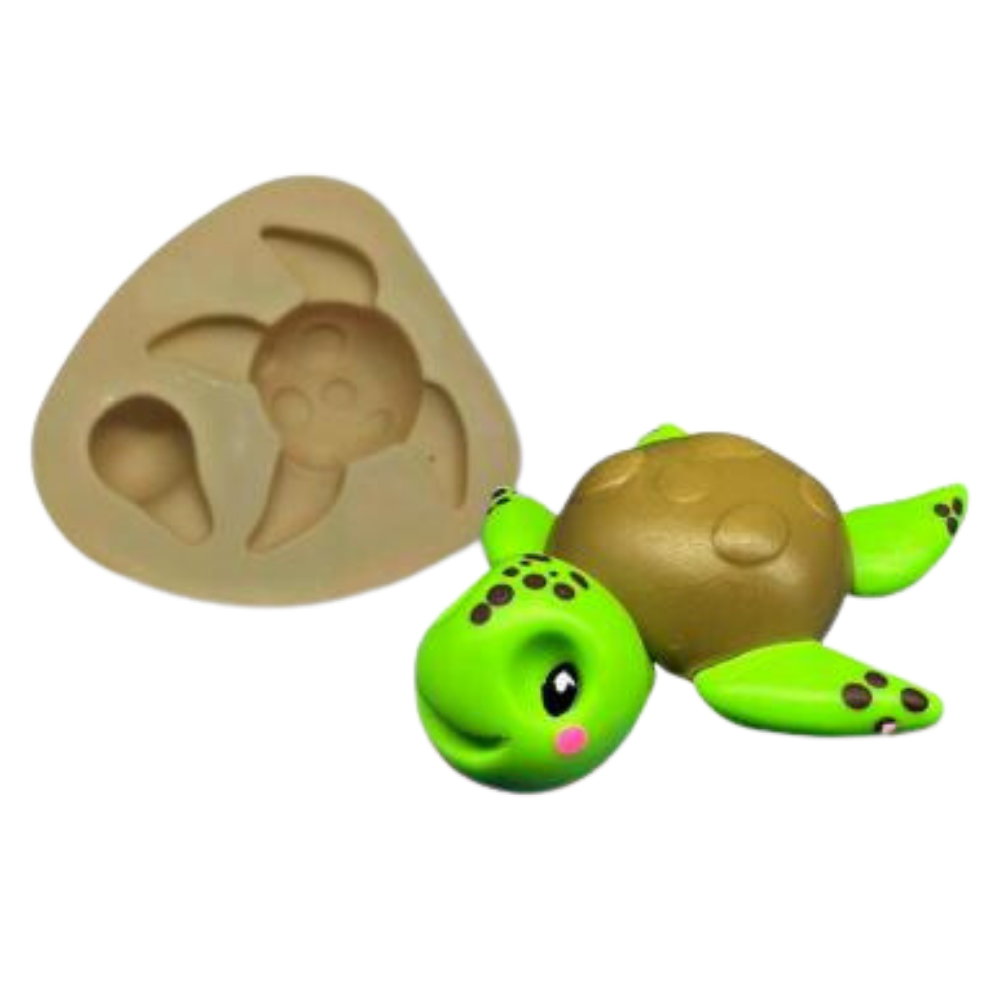 Molde de Silicone Mundo Marinho 3 - Tartaruga M - Cód 416