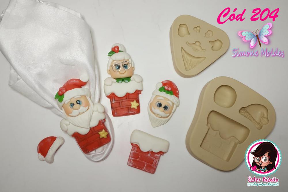 Molde de silicone Papai Noel na chaminé cód 204