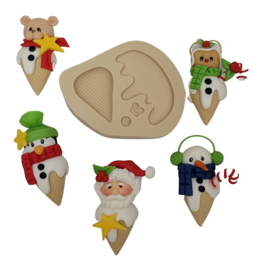 Molde de Silicone Pingentes/ PG Natalinos Sorvete - Cód 1097