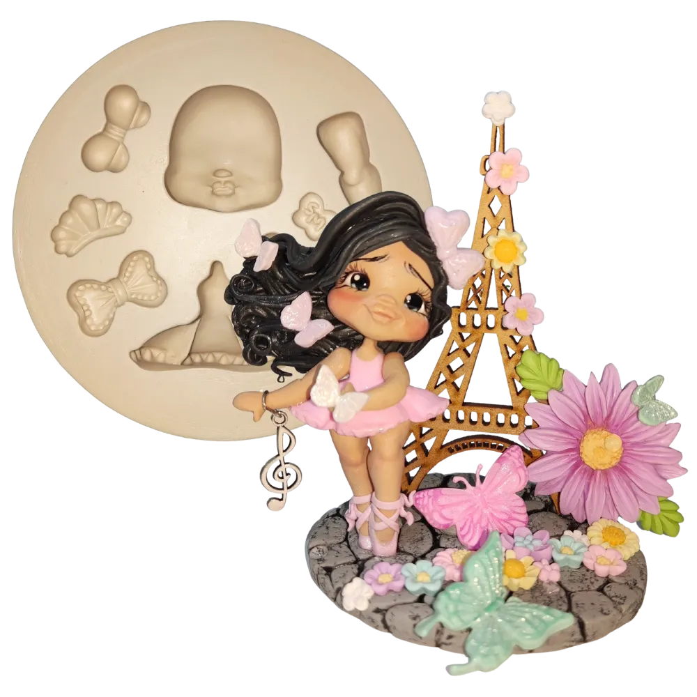 Molde de Silicone Bonequinha Glamour - Cód 2395