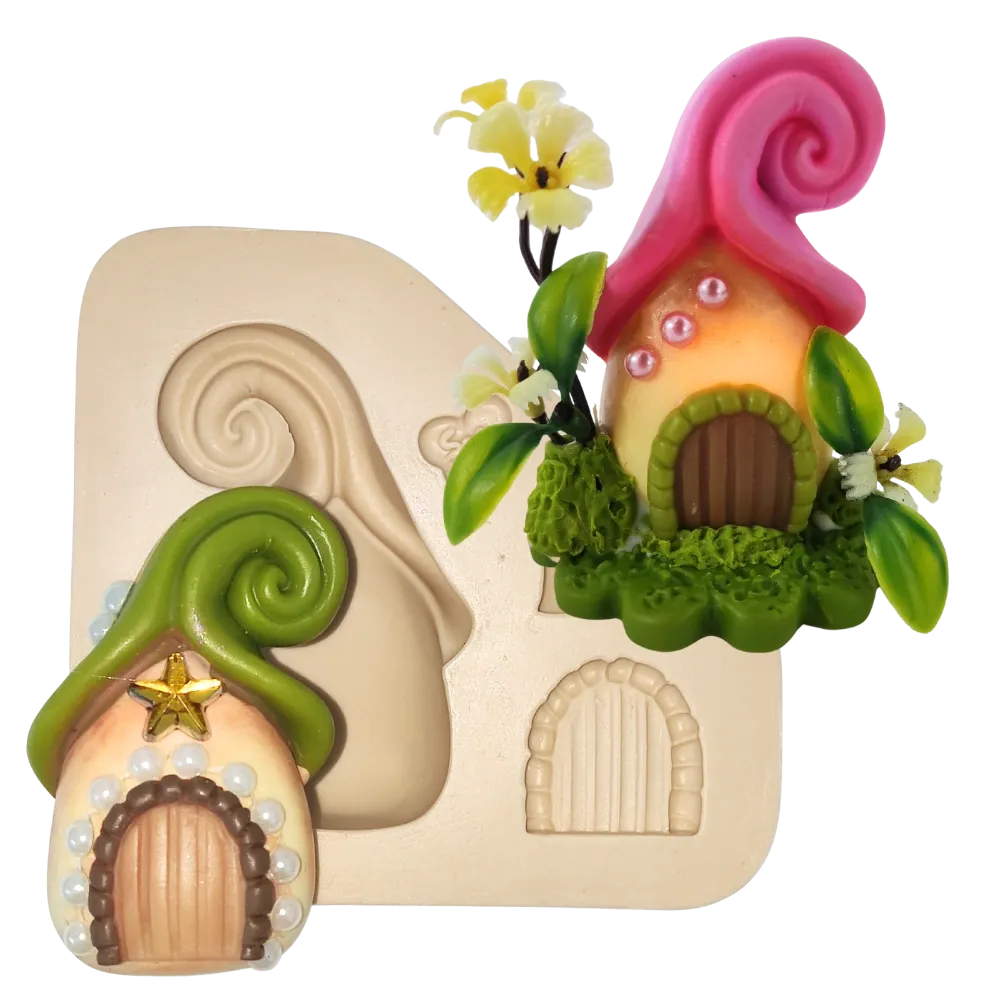 Molde de Silicone Casinha Cogumelo Caracol - Cód 2383