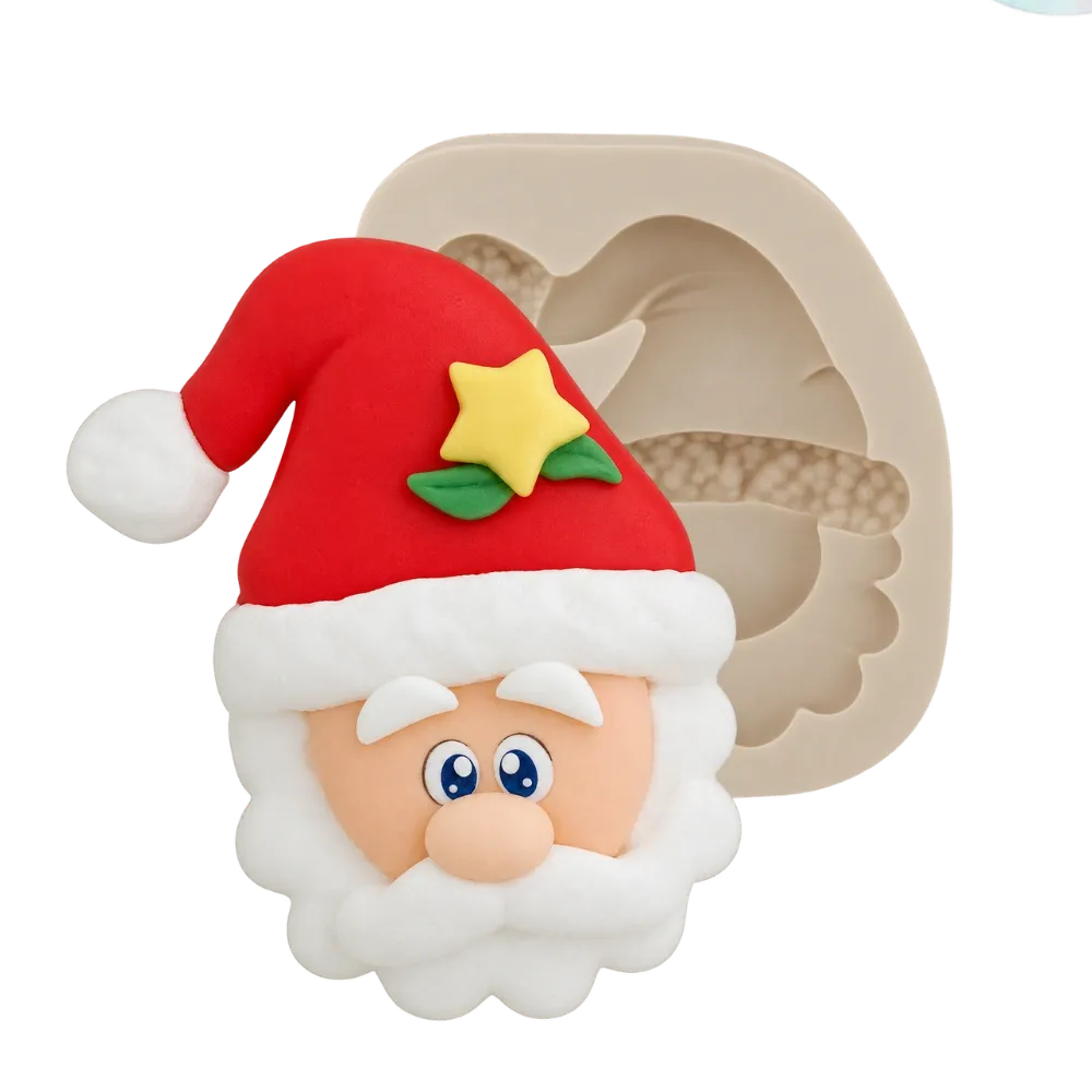 Molde de Silicone Rosto de Papai Noel Estilizado - Cód 500