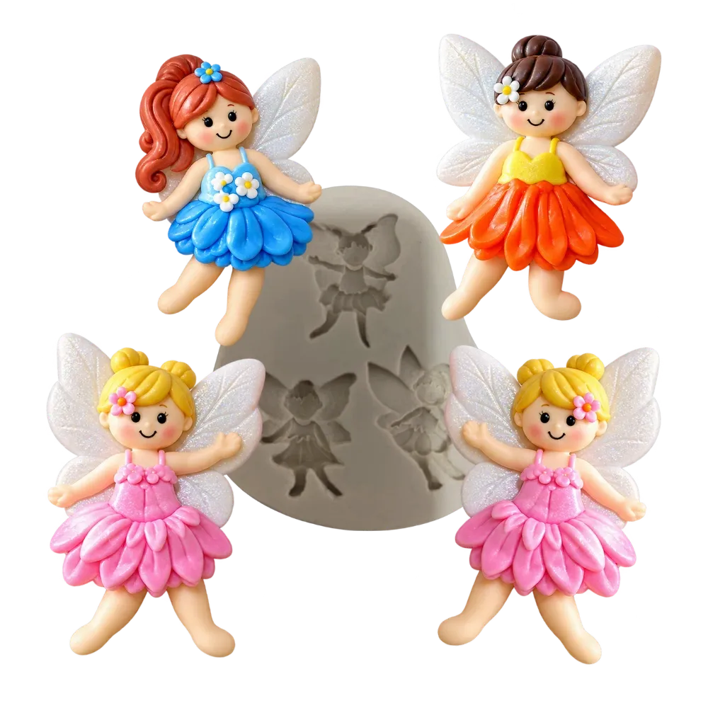 Molde de Silicone Trio Mini Fadas - Cód 014