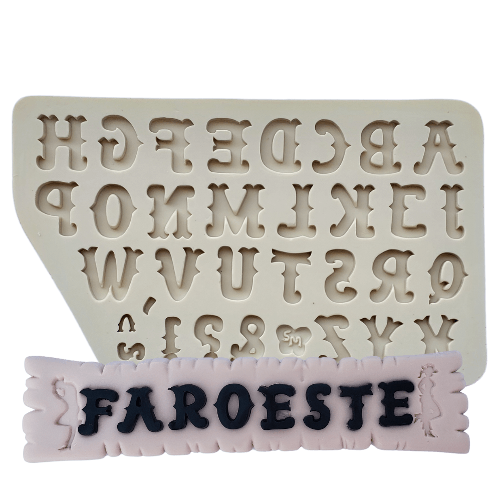Molde de Silicone Alfabeto Faroeste - cod 1577