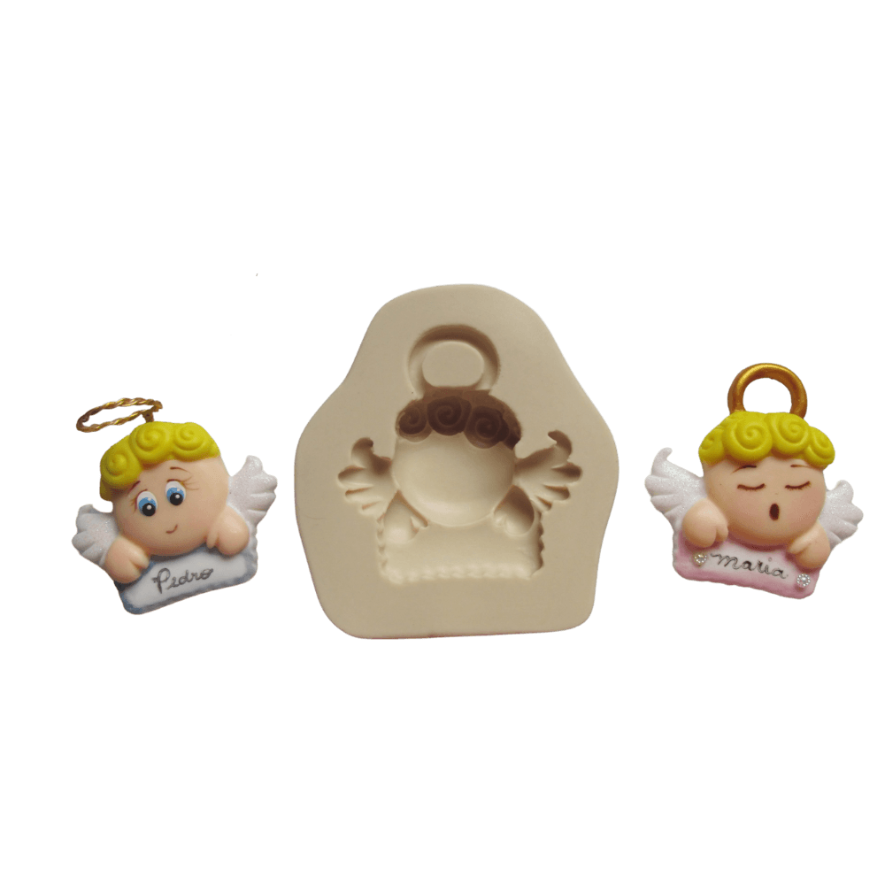 Molde de silicone Anjo com plaquinha cód 208