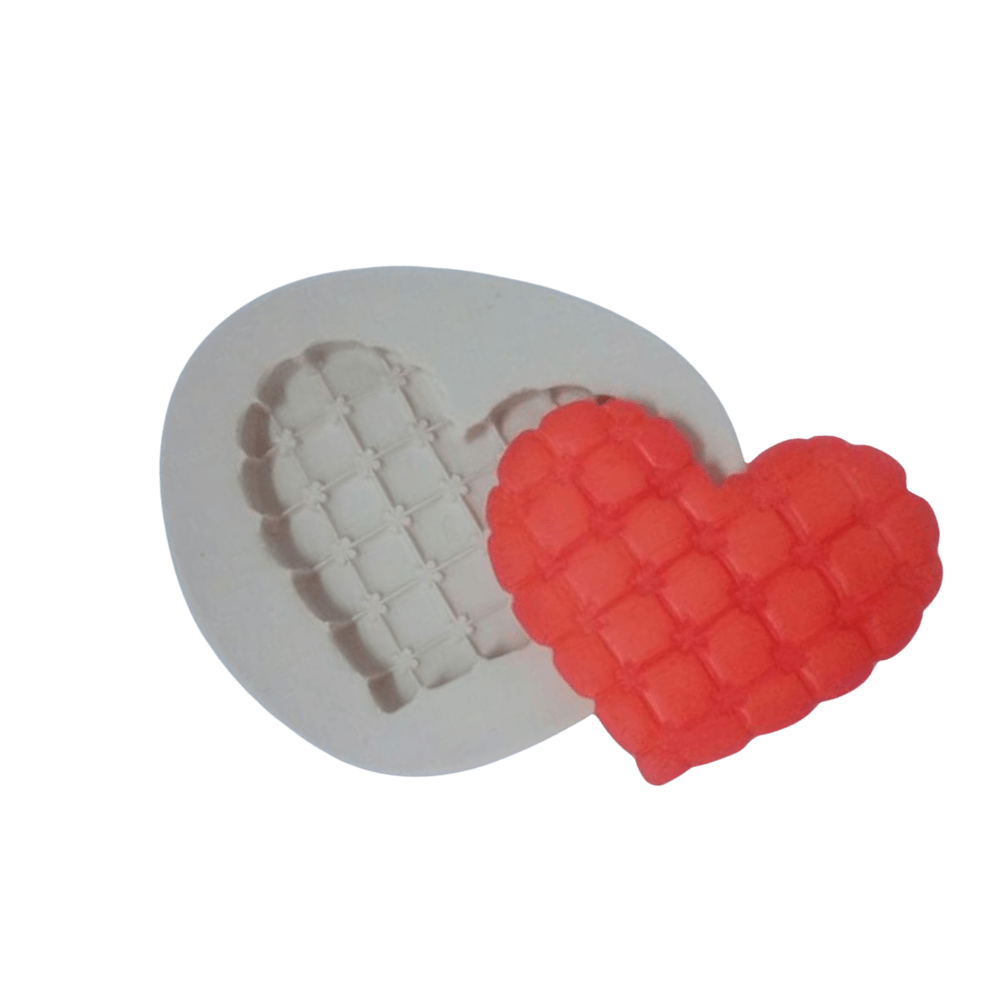 Molde de silicone Base coração capitonê florzinha - cód 256