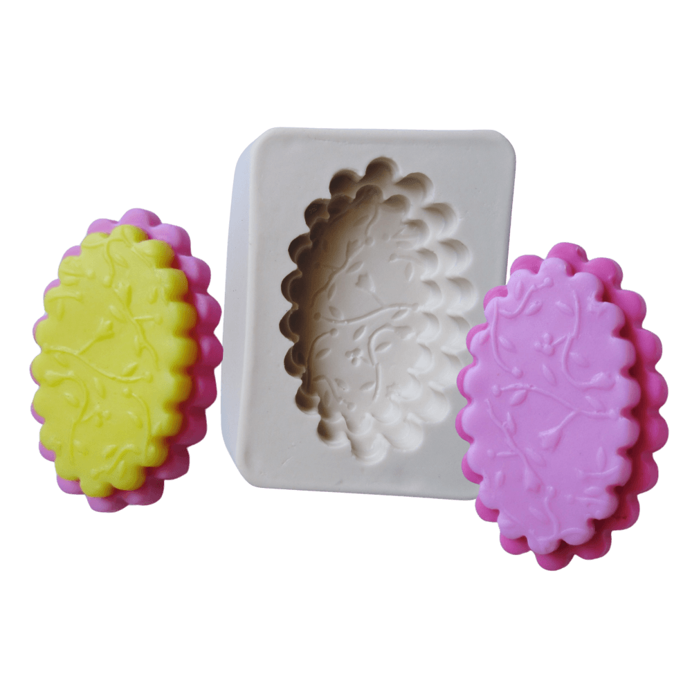 Molde de silicone - Base Oval dupla Floral cod 174