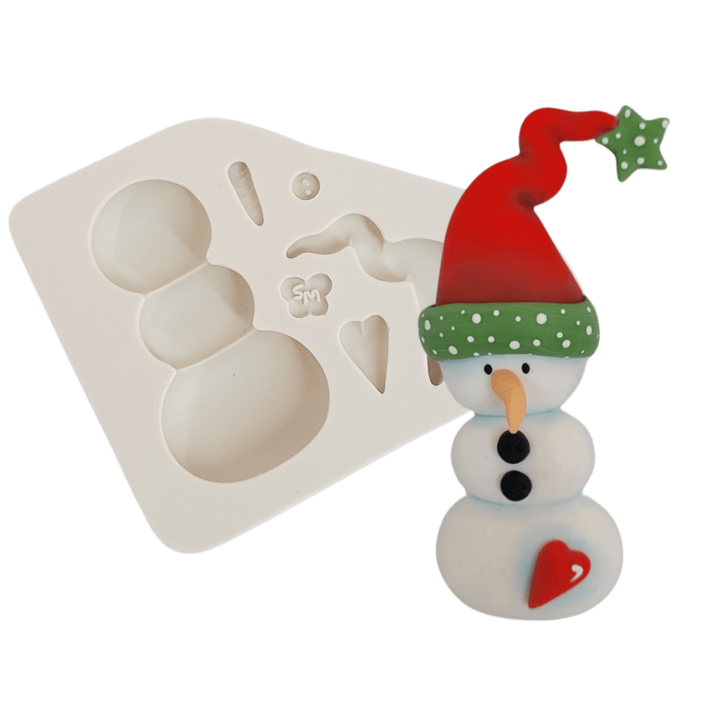 Molde de Silicone Boneco de Neve com Gorro - cód 1597
