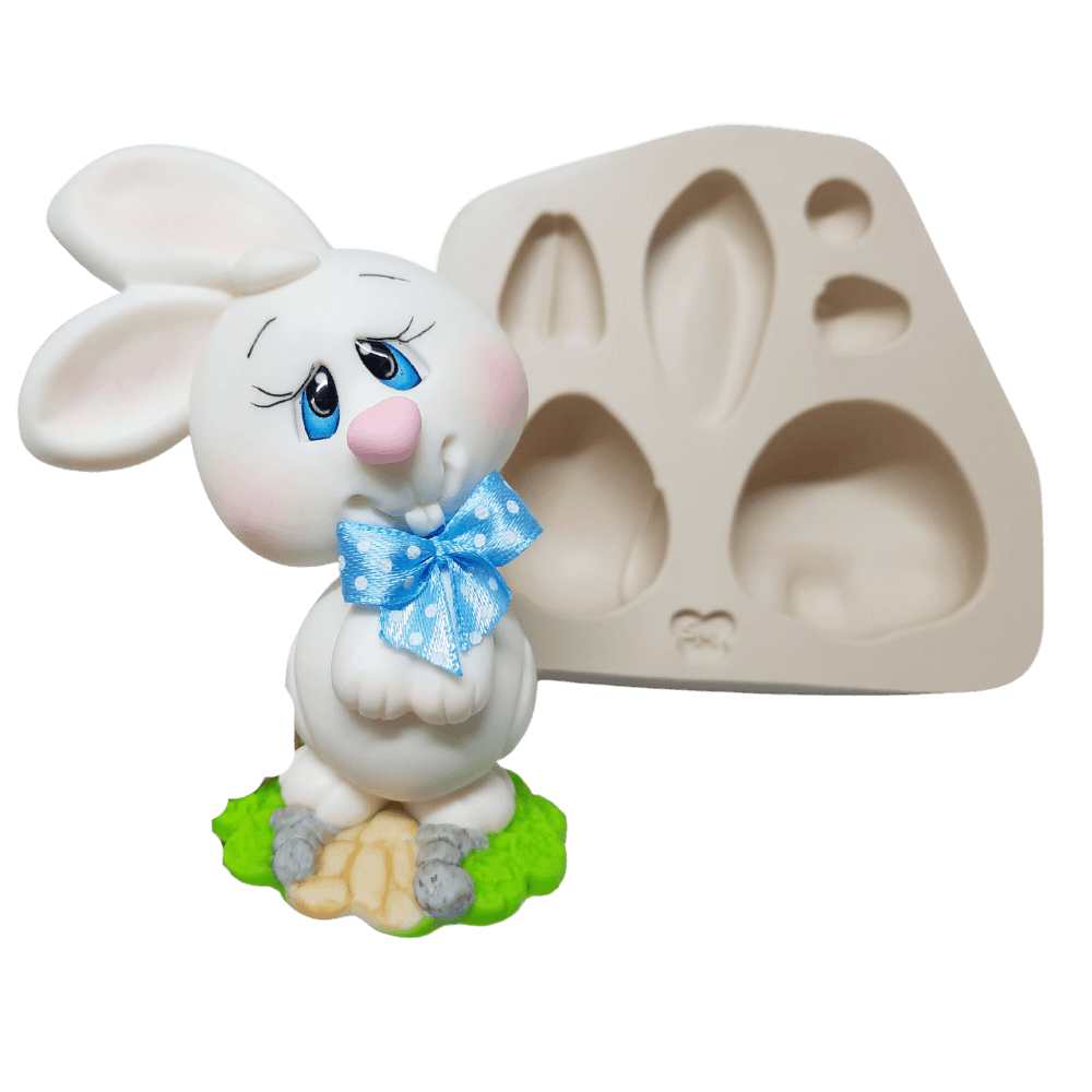 Molde de Silicone para Biscuit Coelho Denguinho - Cód 1013