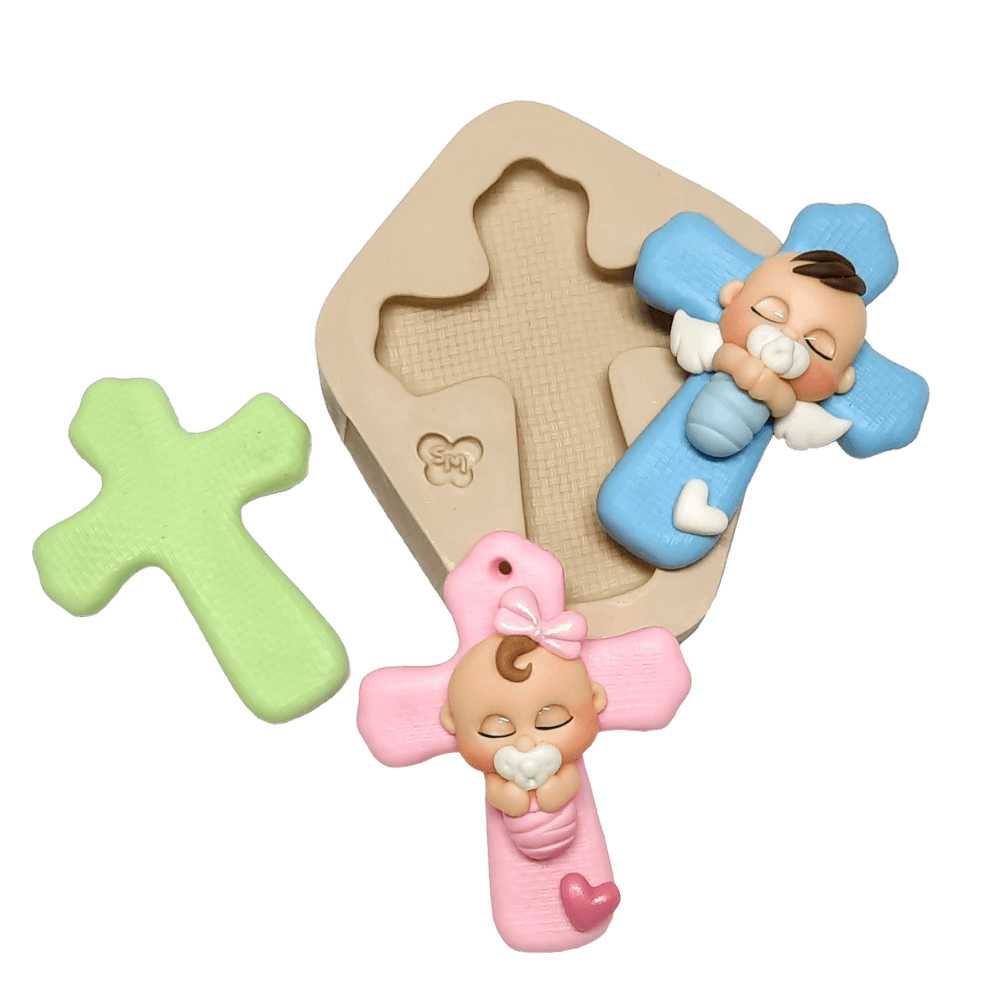 Molde de Silicone para Biscuit Cruz Texturizada G -  Cód 1022