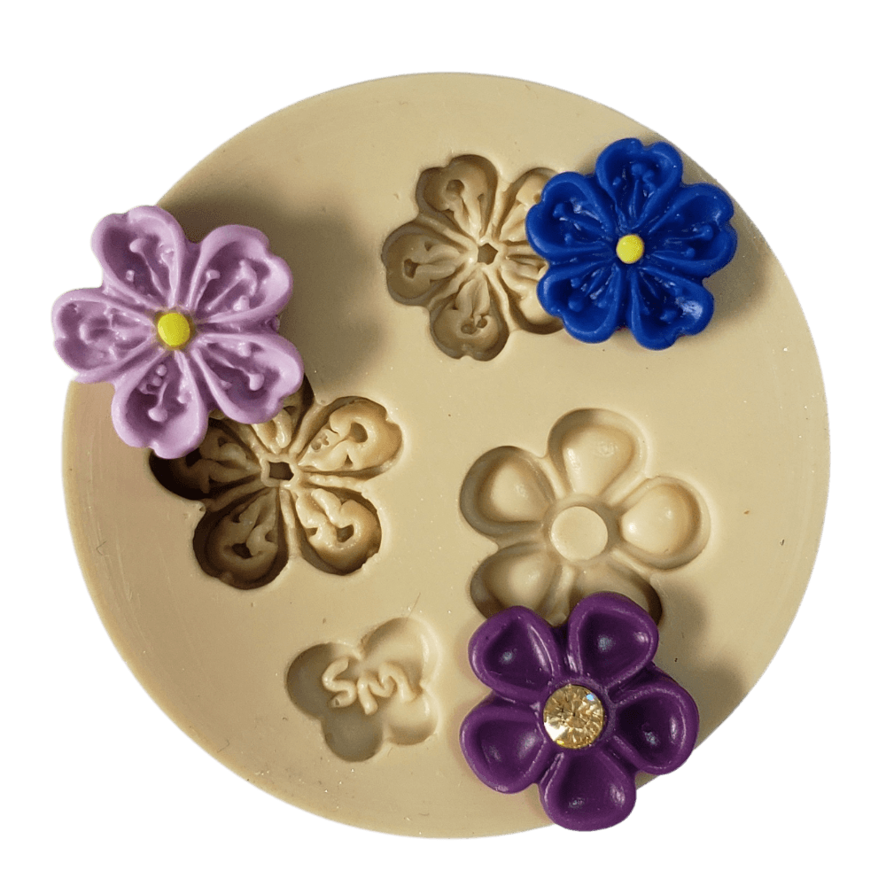 Molde de Silicone Florzinhas pontinhos - cod 1503