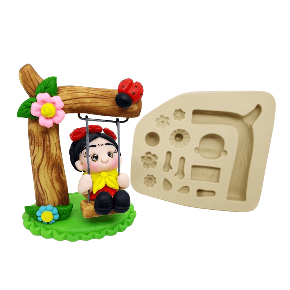 Molde de Silicone Menina no Balanço - Cód 704