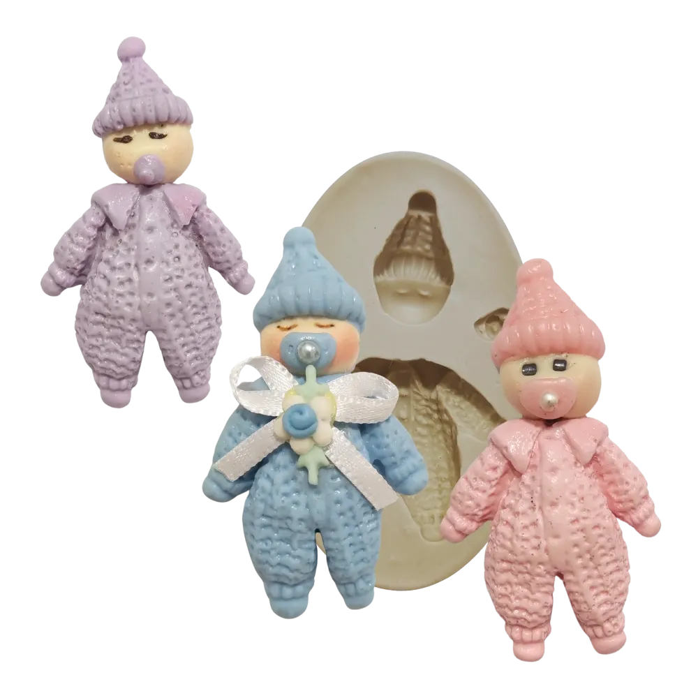 Molde de Silicone Bebê com Macacão e Touca - Cód 007