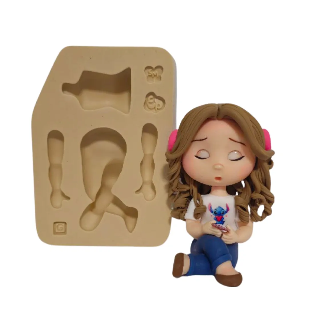 Molde de Silicone  Boneca Sentada Paixão Charmosa G - Cód 2182