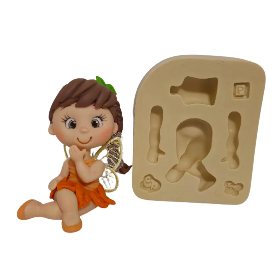 Molde de Silicone  Boneca Sentada Paixão Charmosa P - Cód 2180