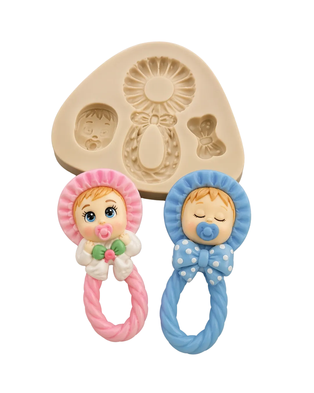 Molde de Silicone Chocalho com Rosto - Cód 009