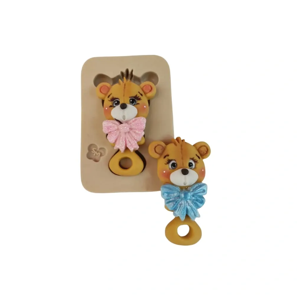 Molde de Silicone Chocalho Urso Baby - cód 1718