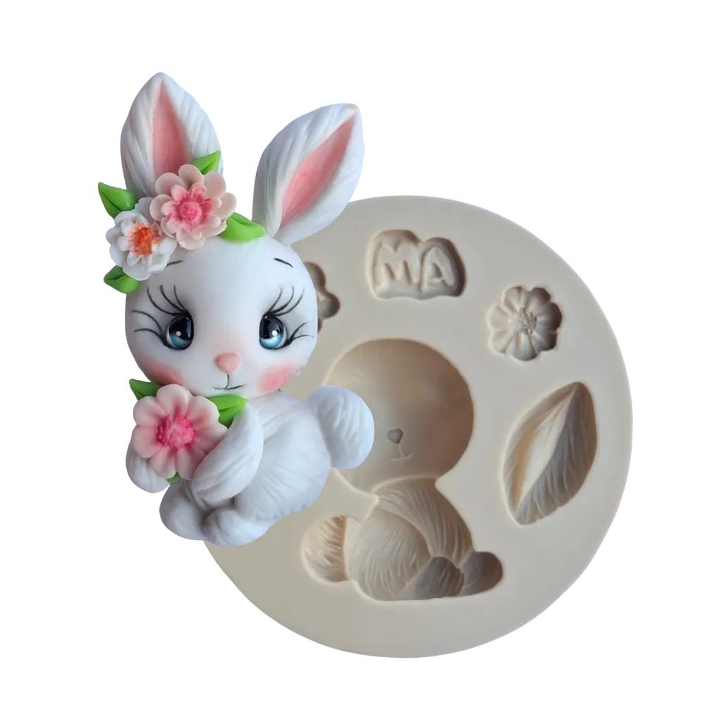 Molde de Silicone Coelho Florzinha Cut - Cód 2225