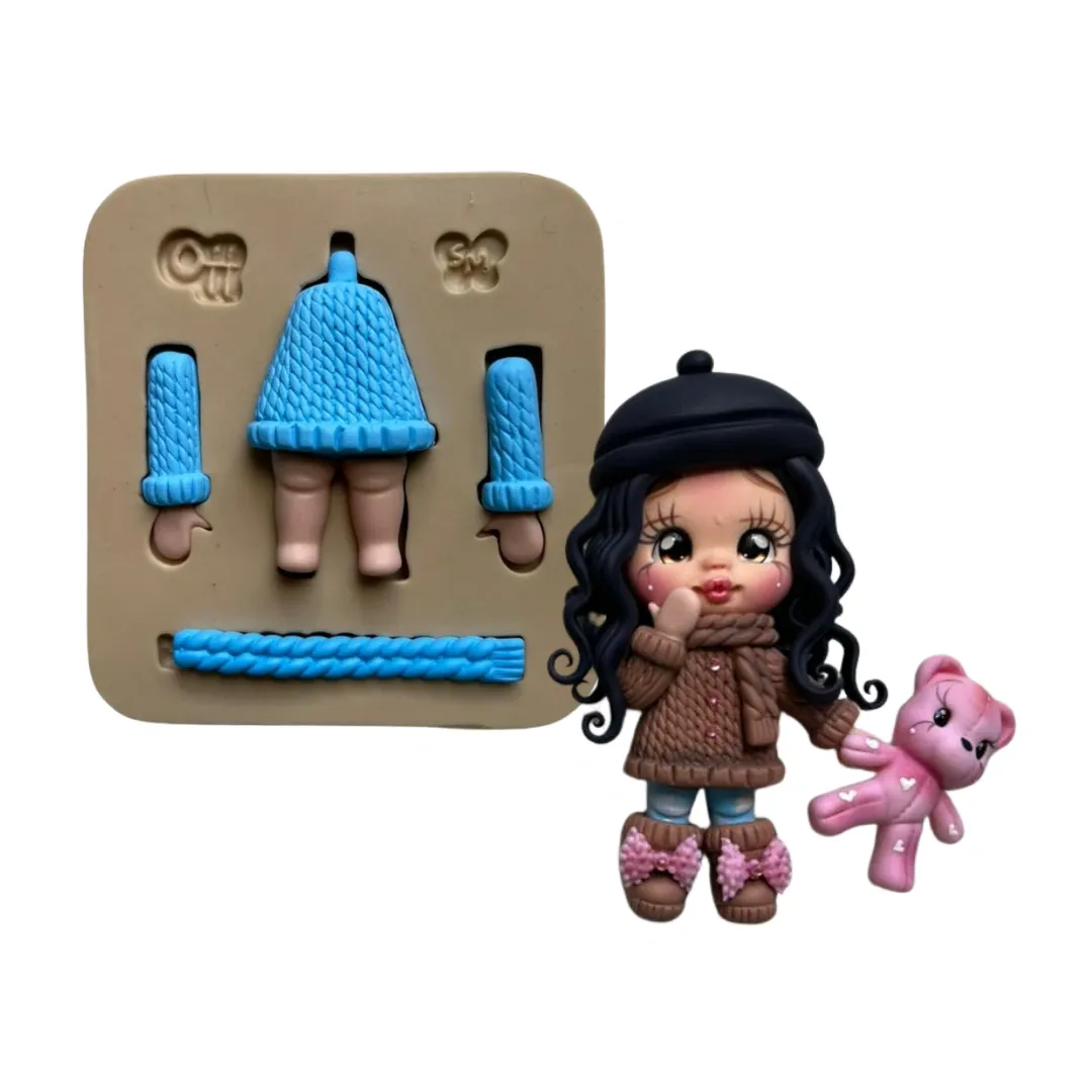 Molde de Silicone Corpinho Mini Encantos Inverno Tricô - Cód 2112