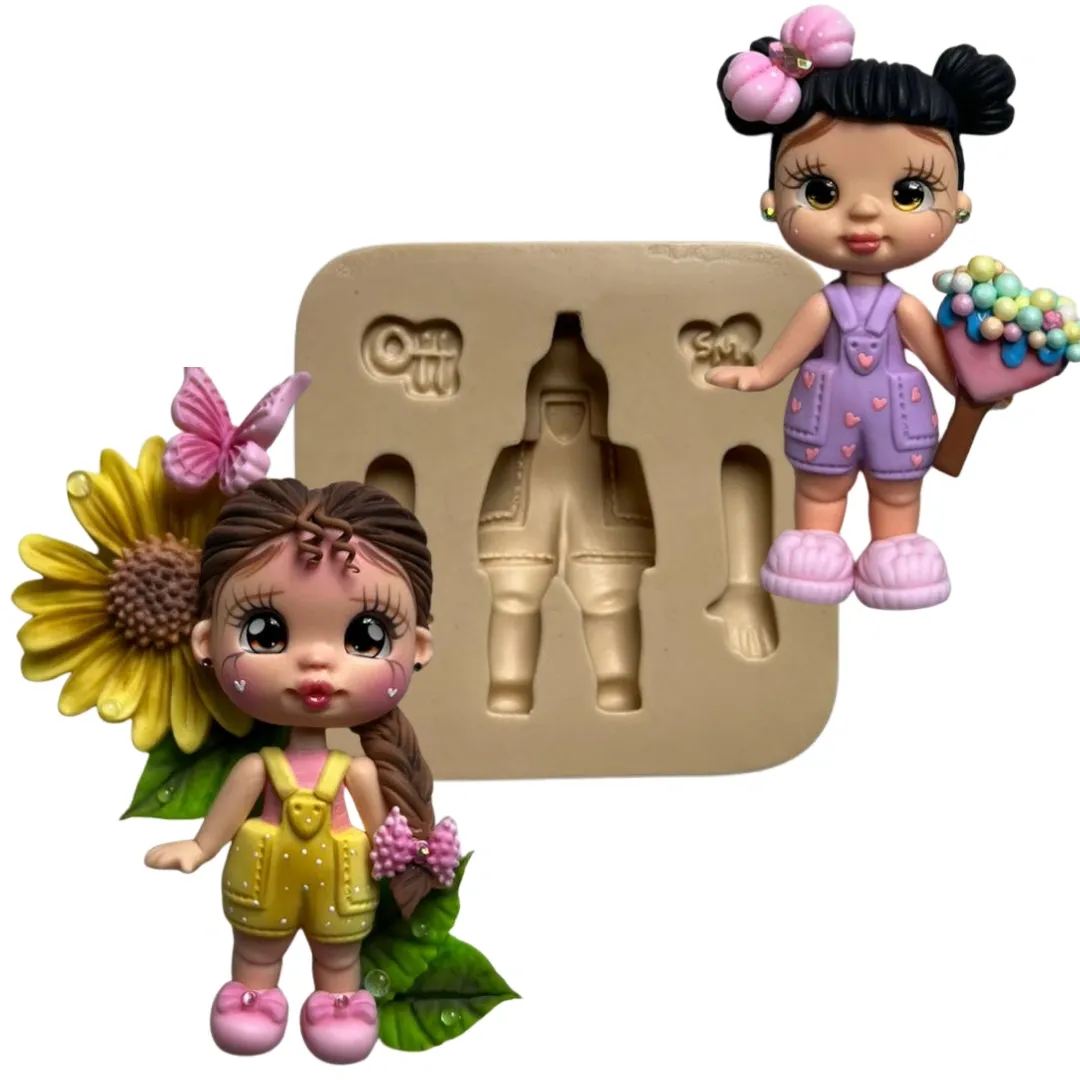 Molde de Silicone Corpinho Mini Encantos Jardineira - Cód 2110