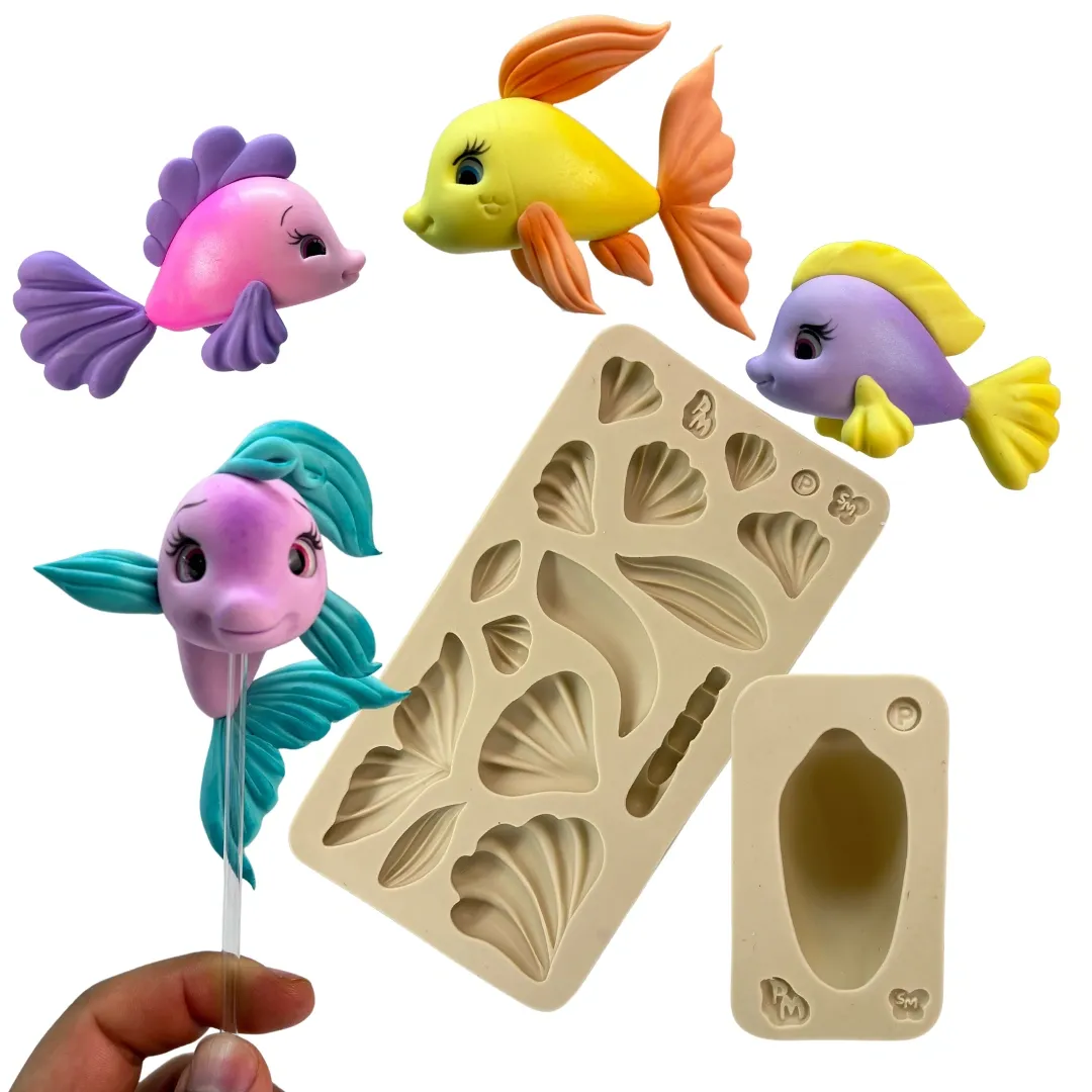 Molde de Silicone Fábrica de Peixinhos P - cód 2087