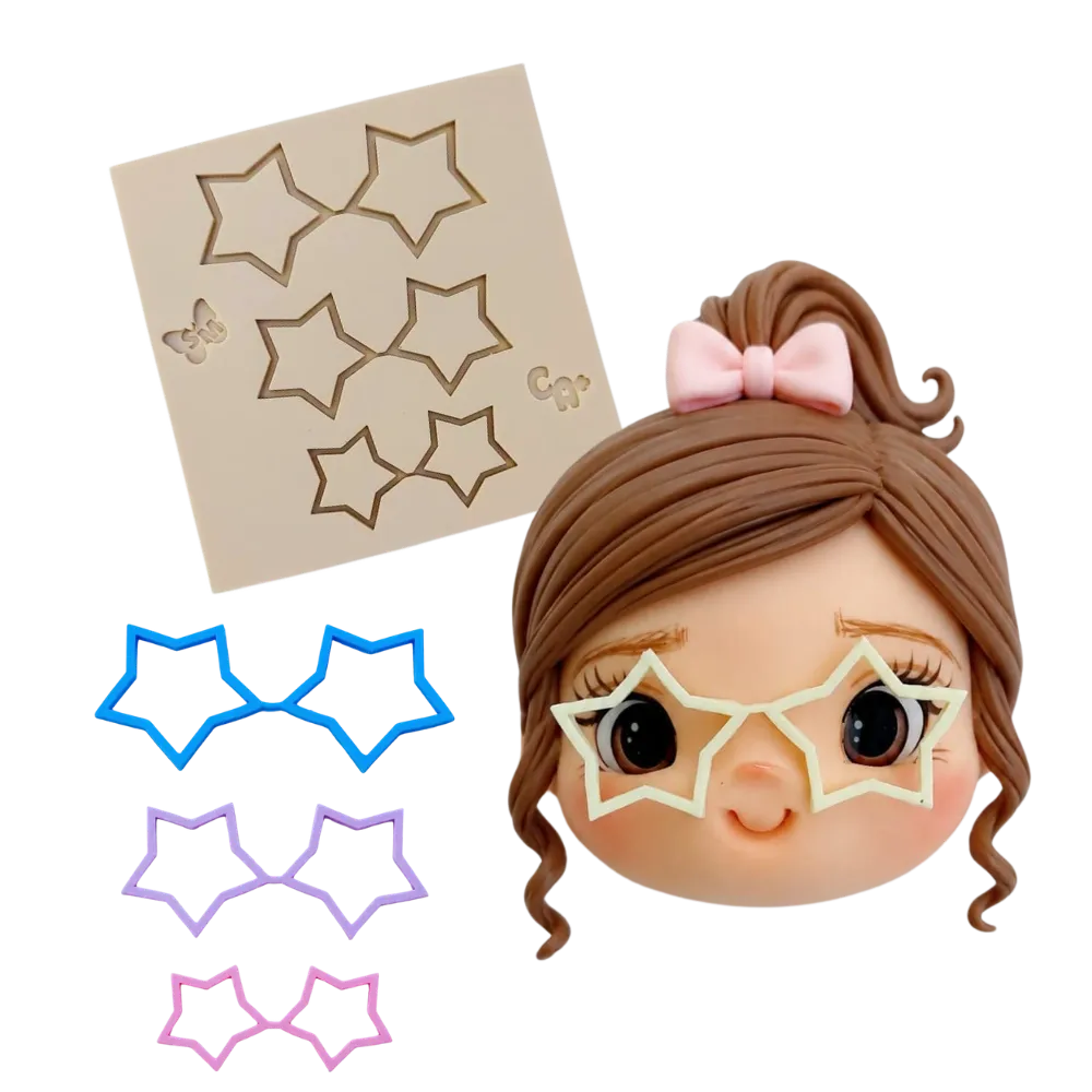 Molde de Silicone Kit Óculos Estrela - cód 2326