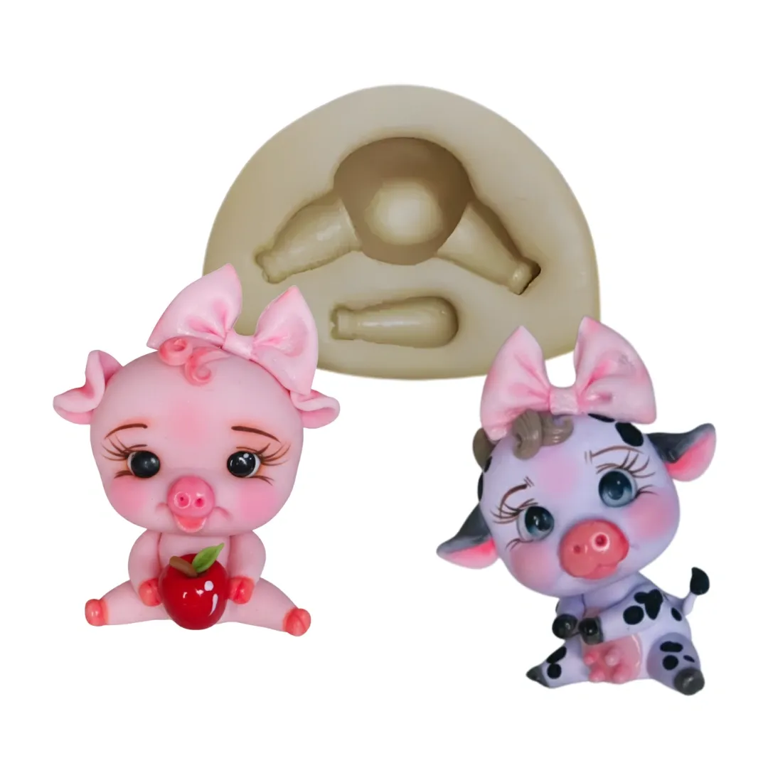 Molde de Silicone Mag Corpinho Bichinhos da Fazenda - cód 1976