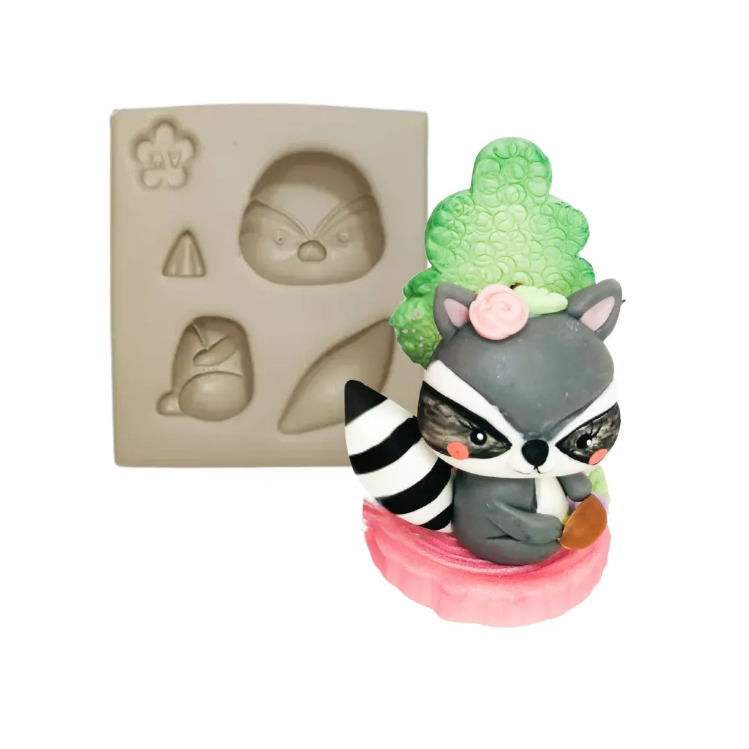 Molde de Silicone Mag Guaxinim Bosque Aplique - cód 2000