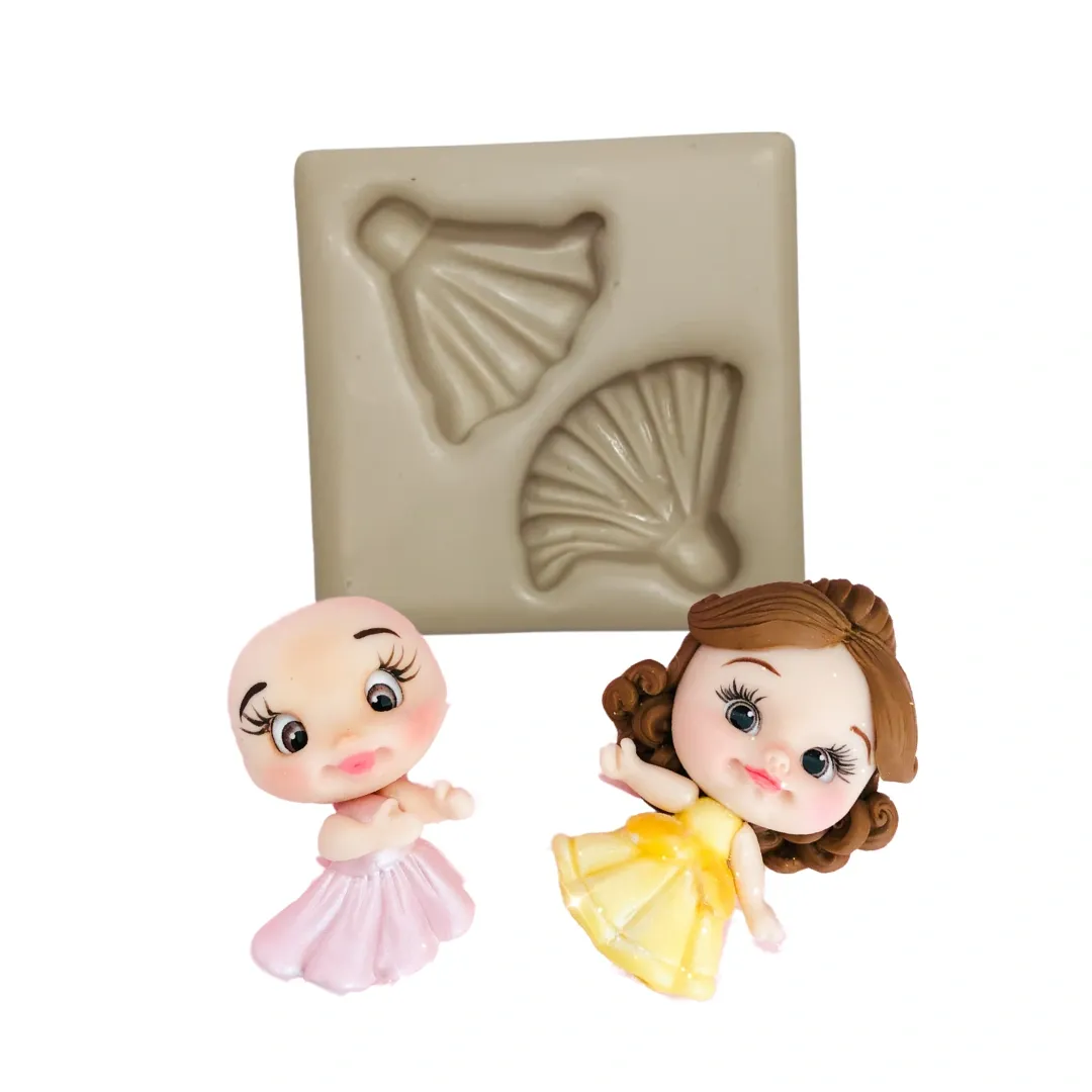 Molde de Silicone Mag Vestido Princesa Aplique - cód 1822