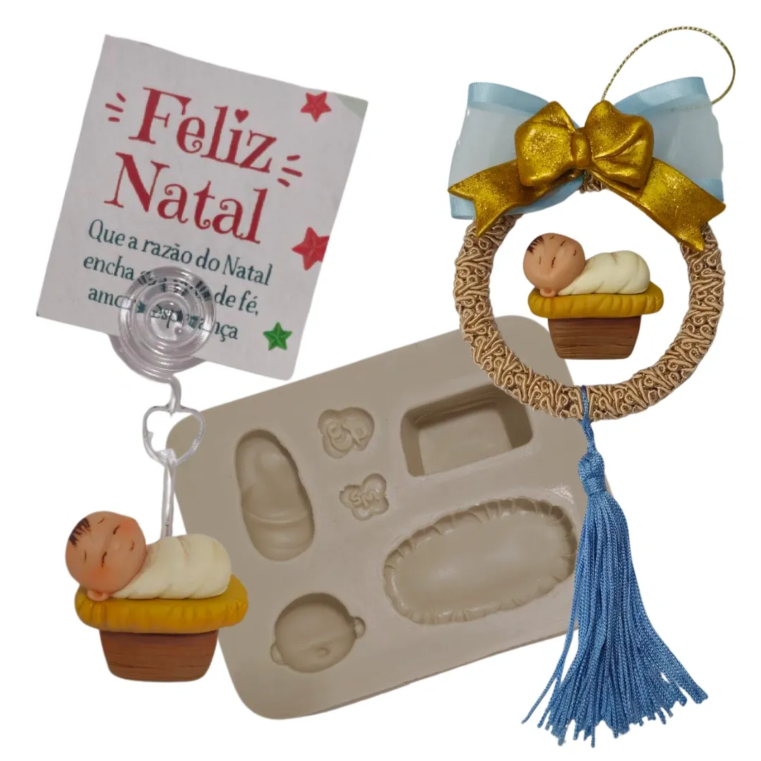 Molde de Silicone Menino Jesus na Manjedoura Paixão - Cód 2152