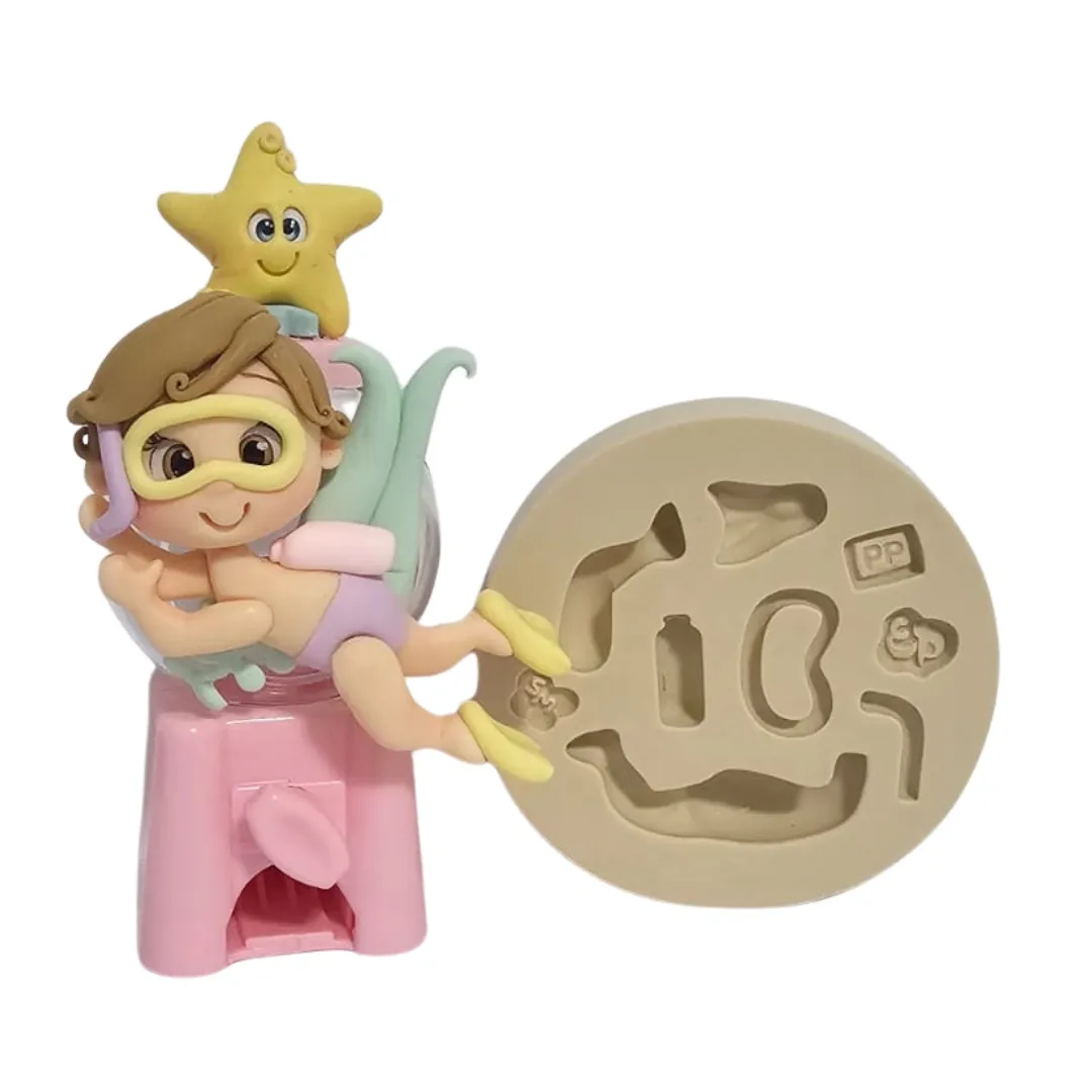 Molde de Silicone  Mergulhador Paixão PP - Cód 2183