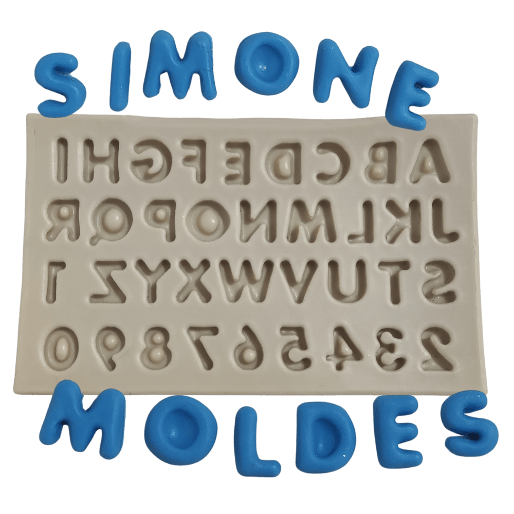Molde de Silicone Mini alfabeto maiúsculo e números - cod 1528