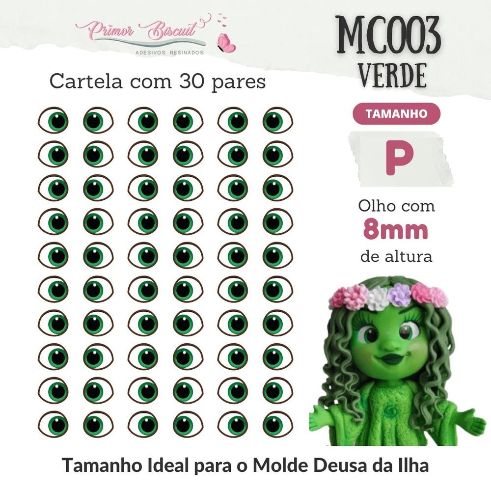 Olhos Resinados MC003 Verde Tamanho P - 8mm