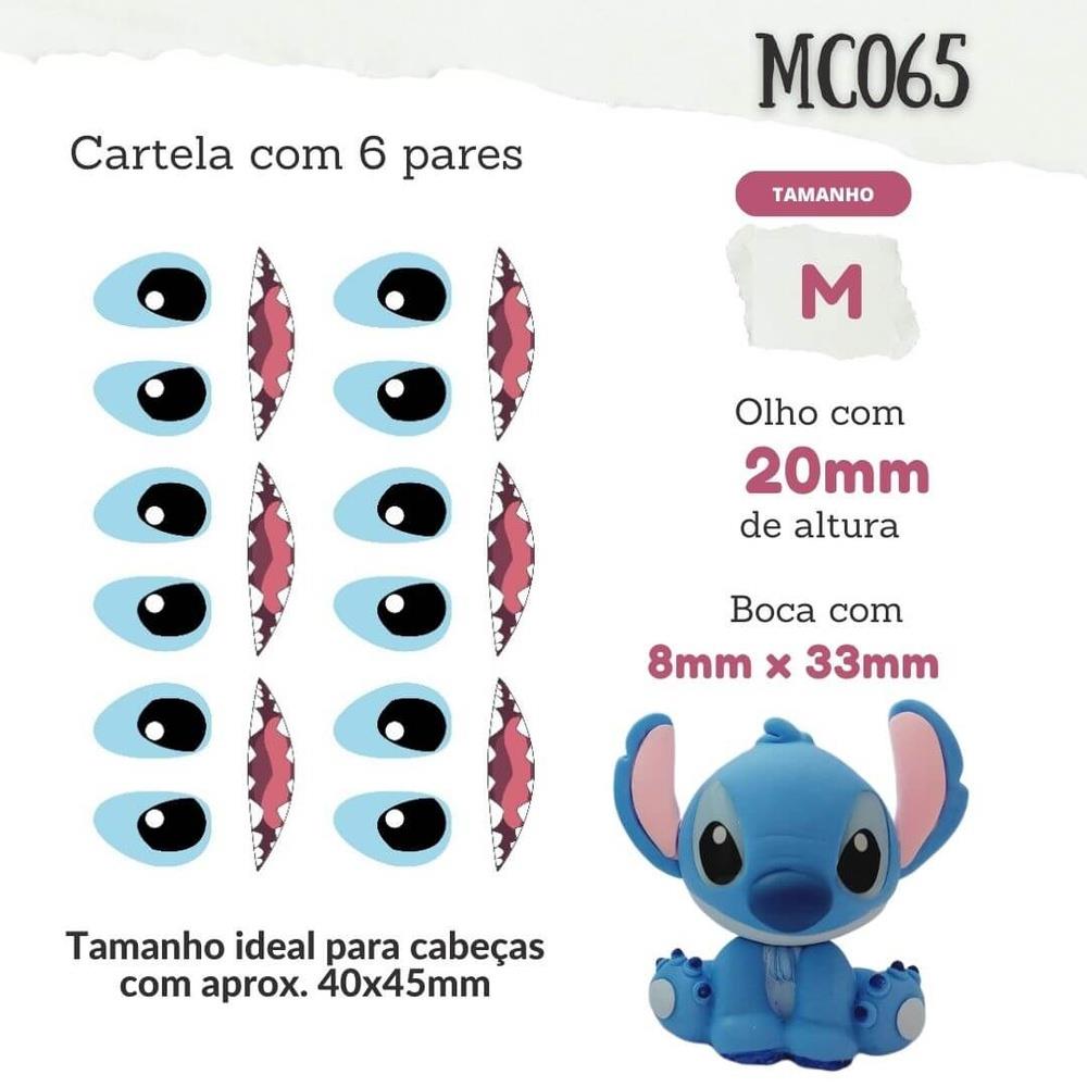 Olhos Resinados - Olhos stitch olho e boca - 20mm