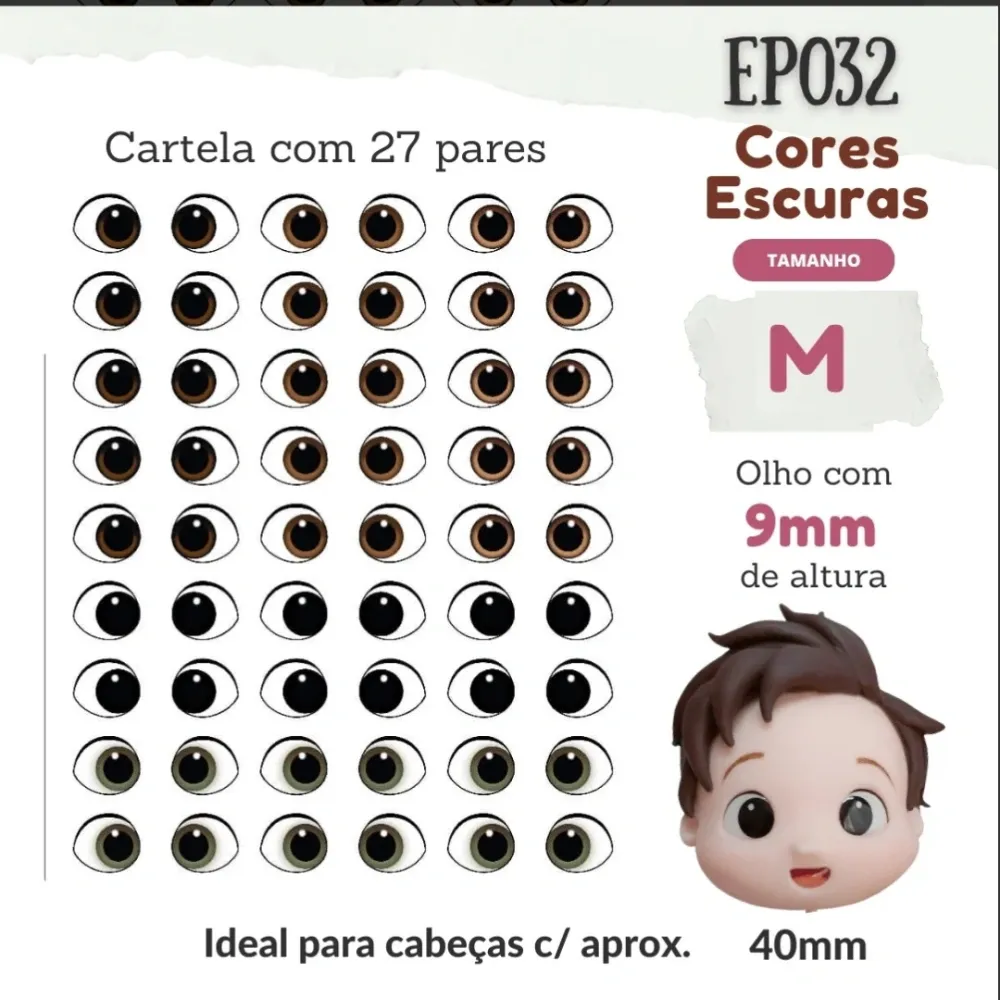 Olhos Resinados - EP032 M 9mm