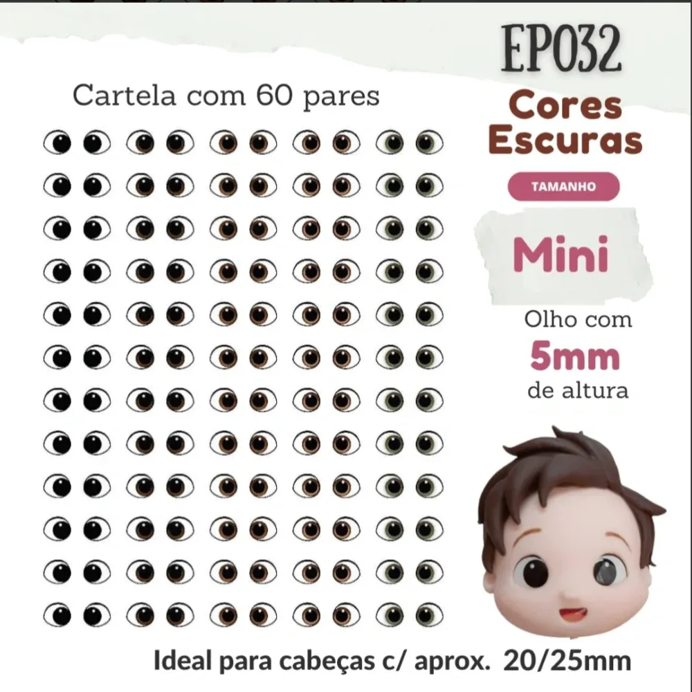 Olhos Resinados - EP032 Mini 5mm