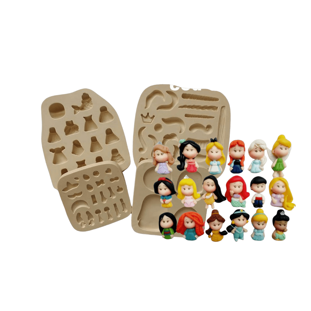Molde de silicone Princesas Mini Paixão Combo cód 310